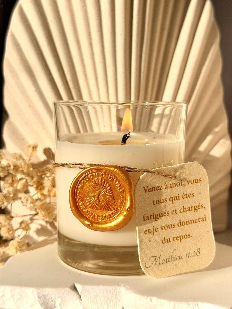 Jardin de Grenade - Bougie coulée main - Verset Biblique Personnalisable
